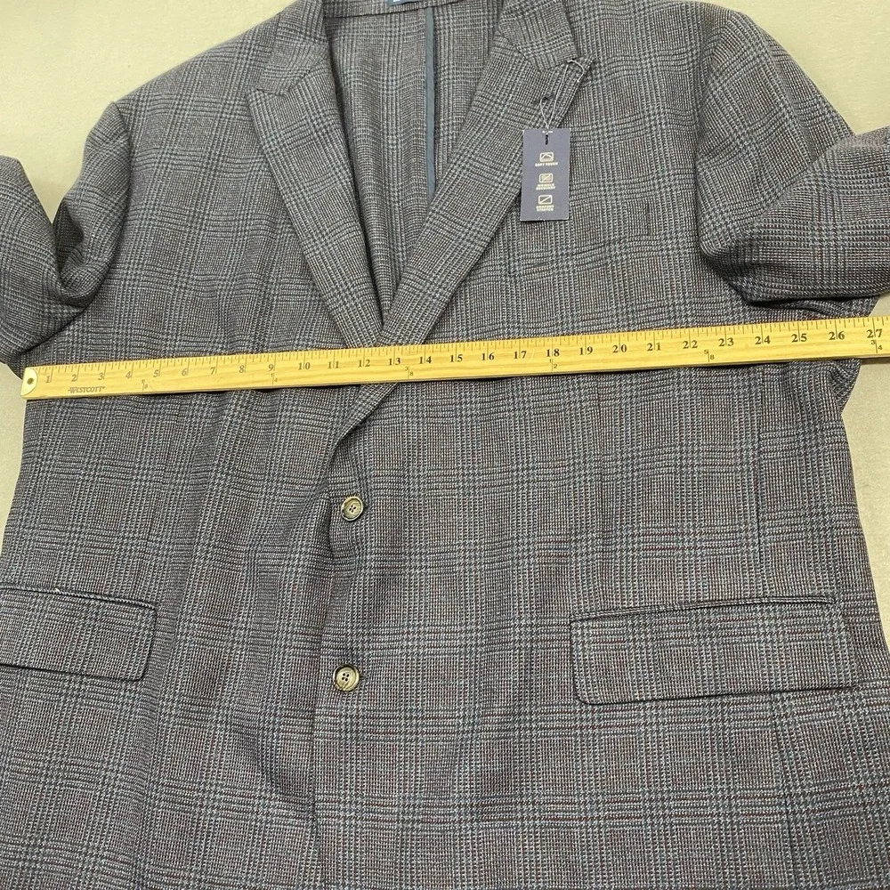 Stafford Jacket Mens 54R Blue 2 Blazer Glen Plaid Wool Blend Sport Coat
